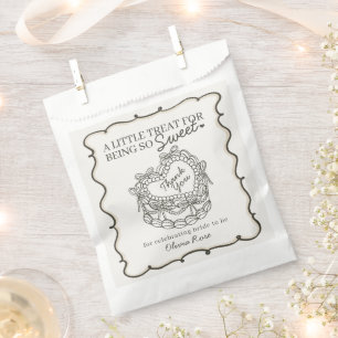 Beige Bow Retro Heart Coquette Cake Bridal Shower Favour Bag