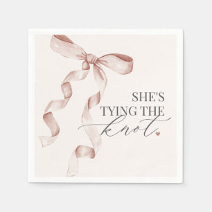 Beige Bow Tying the Knot Bridal Shower Decor Napkin