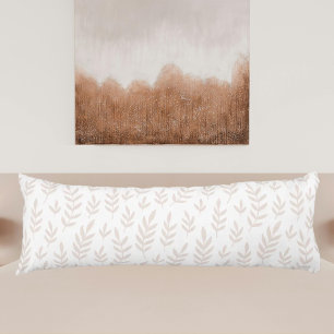 Beige branches leaves body pillow