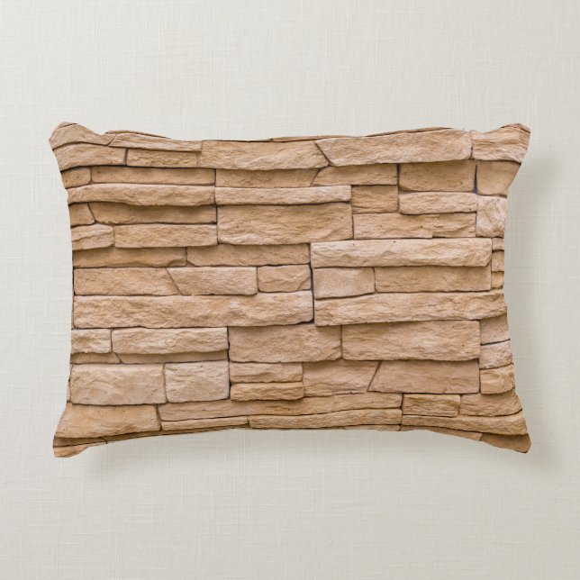 Beige brick wall: close-up texture. accent pillow (Front)