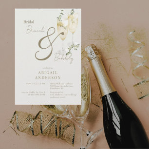 Beige Bridal Brunch & Bubbly Shower II Invitation