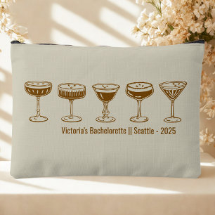 Beige Bridesmaid Espresso Martini Bachelorette  Accessory Pouch