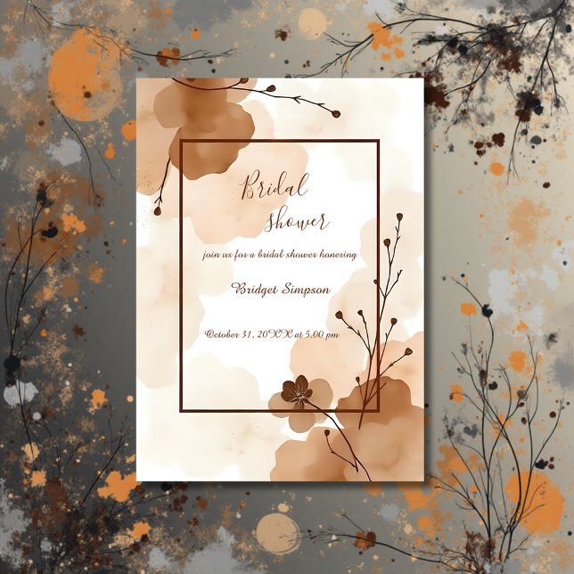 beige brown abstract Rustic boho Bridal Shower Invitation (Creator Uploaded)
