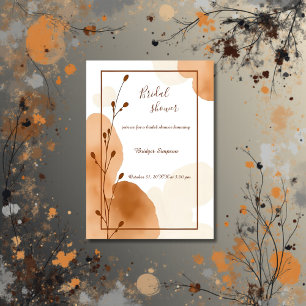 beige brown abstract Rustic boho Bridal Shower Invitation