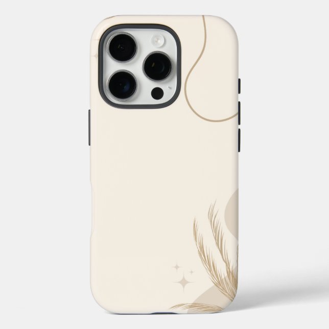 Beige Brown Aesthetic Floral Linktree Background | Case-Mate iPhone Case (Back)