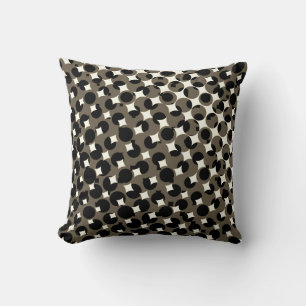 Beige Brown Black White Throw Pillow