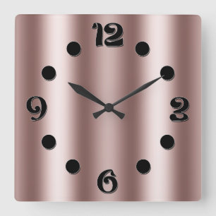 Beige Brown Blurred vertical stripes for curtain Square Wall Clock