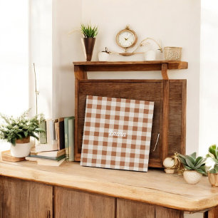 Beige Brown Buffalo Plaid Holiday Binder for Gifts
