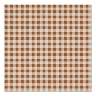 Beige Brown Buffalo Plaid Holiday Poster