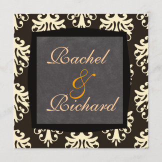 Beige & Brown DAMASK CLASSIC Wedding INVITATION
