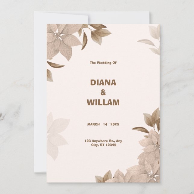 Beige Brown Elegant Aesthetic Wedding Invitation (Front)