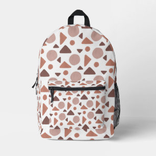 Beige & Brown Geometric Pattern Print Cut Sew Bag