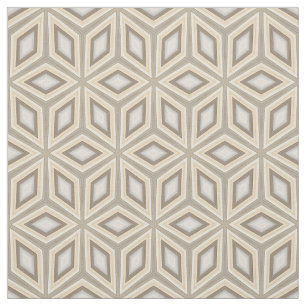 Beige Brown Geometric Retro Stars Cubes Pattern Fabric