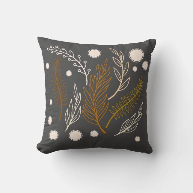 Beige Brown Grey Simple Throw Pillow (Front)