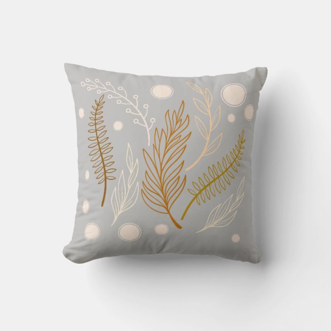 Beige Brown Light Grey Simple Throw Pillow (Front)
