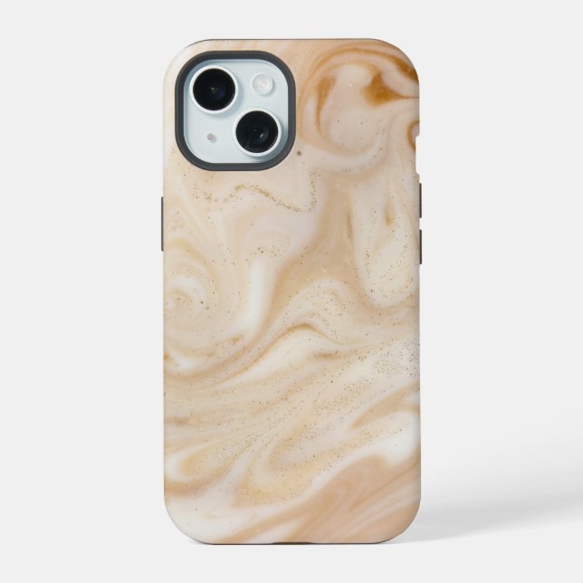 Beige Brown Marble iPhone 15 Case (Back)