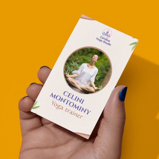 Beige Brown Minimalist Yoga Trainer Business Card (Beige Brown Minimalist Yoga Trainer Business Card)