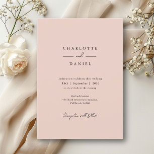 Beige-Brown, modern, minimal, typography wedding Invitation