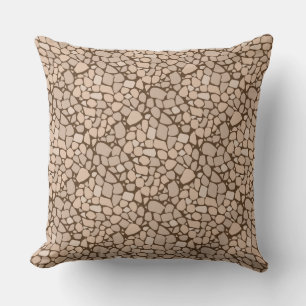 Beige Brown mosaic tile abstract pattern Outdoor Pillow