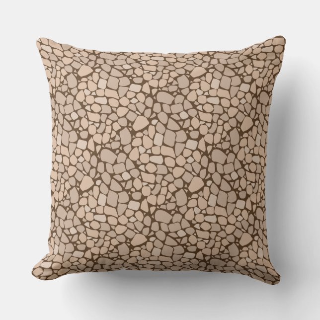 Beige Brown mosaic tile abstract pattern Outdoor Pillow (Front)