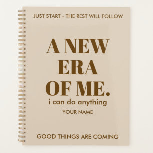 BEIGE & BROWN PERSONALIZED NAME TEXT STYLISH DAILY PLANNER