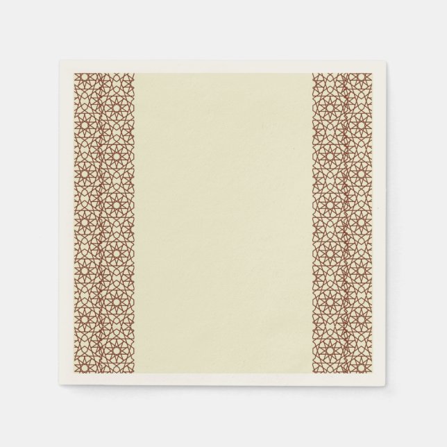 Beige Brown Rustic Islamic Geometric Single Border Napkin (Front)