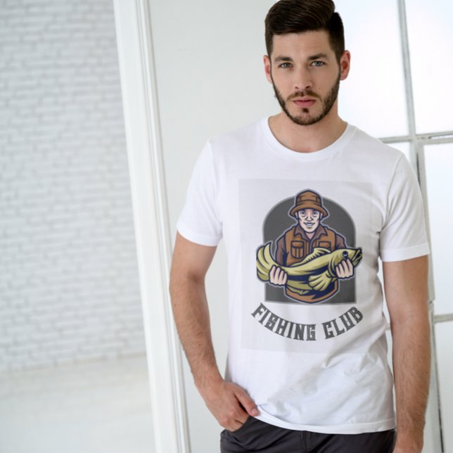 Beige Brown Simple Fishing Club T-Shirt (Creator Uploaded)