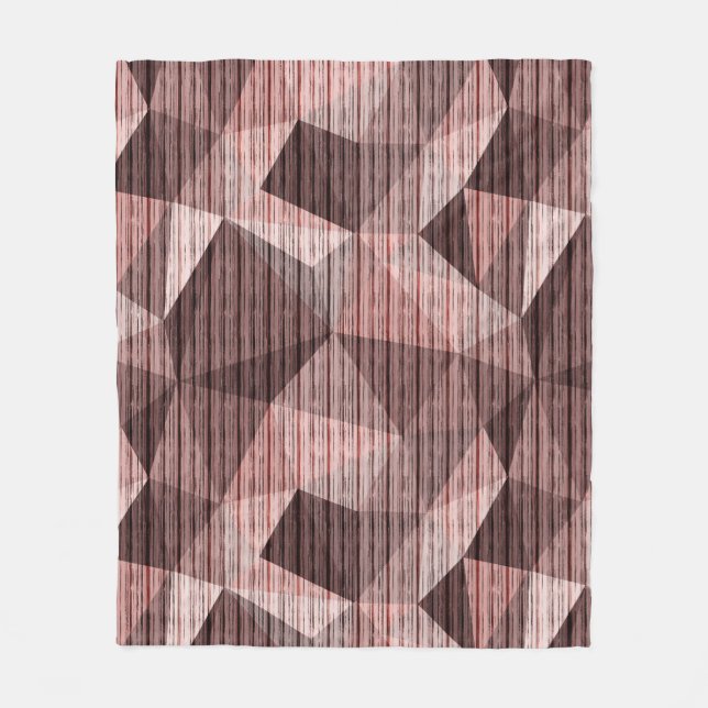 Beige, brown textured polygonal fleece blanket (Front)