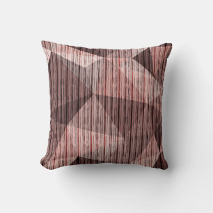 Beige, brown textured polygonal throw pillow