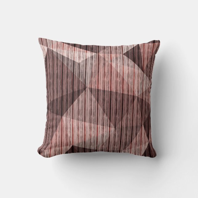 Beige, brown textured polygonal throw pillow (Front)