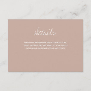 Beige Brown Typography Wedding Details Enclosure Card