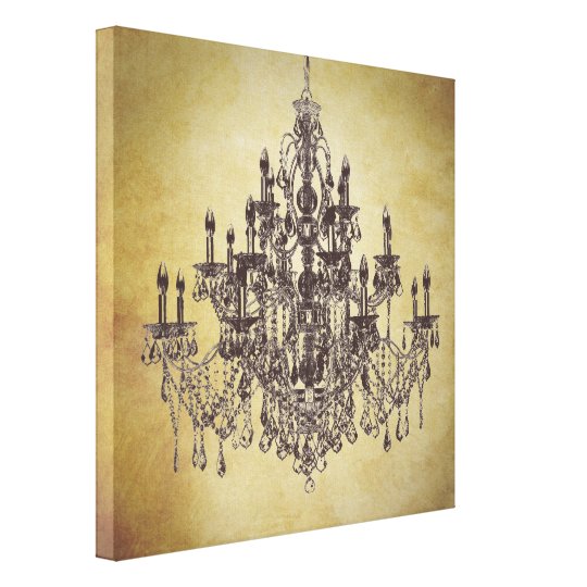 Beige Brown Vintage Chandelier Canvas Art Print Zazzle Ca