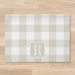 Beige Buffalo Check Monogram Kitchen Towel<br><div class="desc">Custom-designed modern rustic kitchen towel featuring personalized monogram on beige plaid pattern.</div>