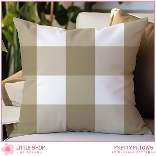 Beige Buffalo Check Throw Pillow