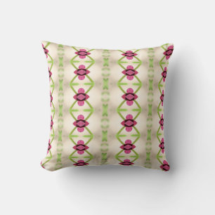 Beige Burgundy And Green Throw Pillow