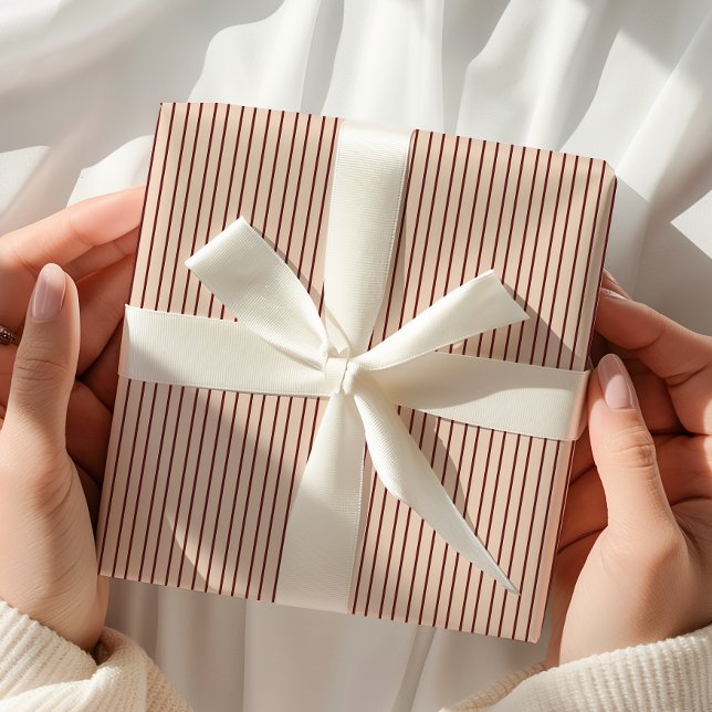 Beige Burgundy Striped Wrapping Paper (Creator Uploaded)