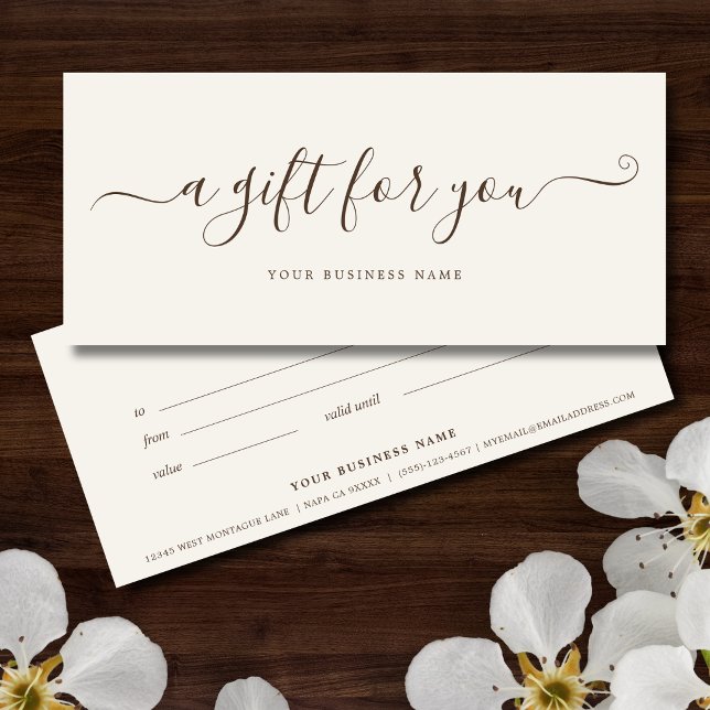 Beige Business Gift Certificate Elegant Simple (Beige and Brown Business Gift Certificates)