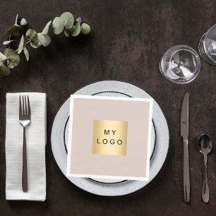 Beige business logo napkin