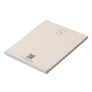 Beige Business Logo QR CODE website Promotional Notepad
