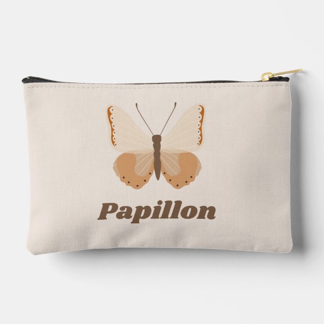 Beige butterfly accessory pouch (Back)