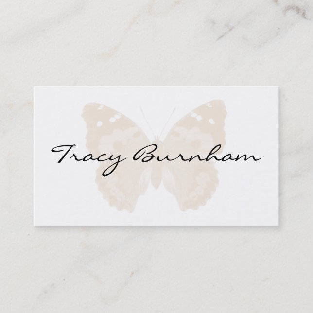 Beige Butterfly Personalized Business Cards (Front)