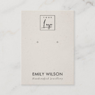 Beige Camel Grey Ceramic Earring Display Logo Business Card