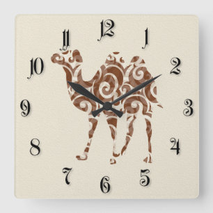 Beige camel square wall clock