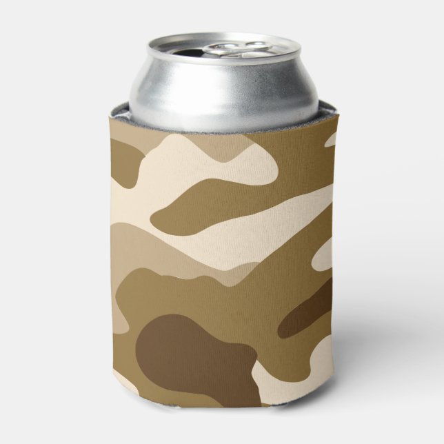Beige camouflage pattern can cooler (Can Front)