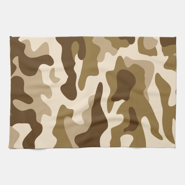 Beige camouflage pattern kitchen towel (Horizontal)