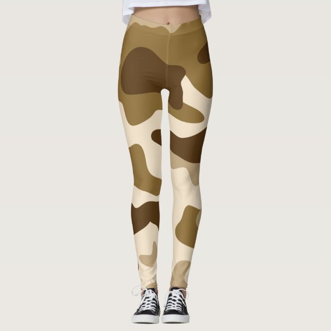 Beige camouflage pattern leggings (Front)