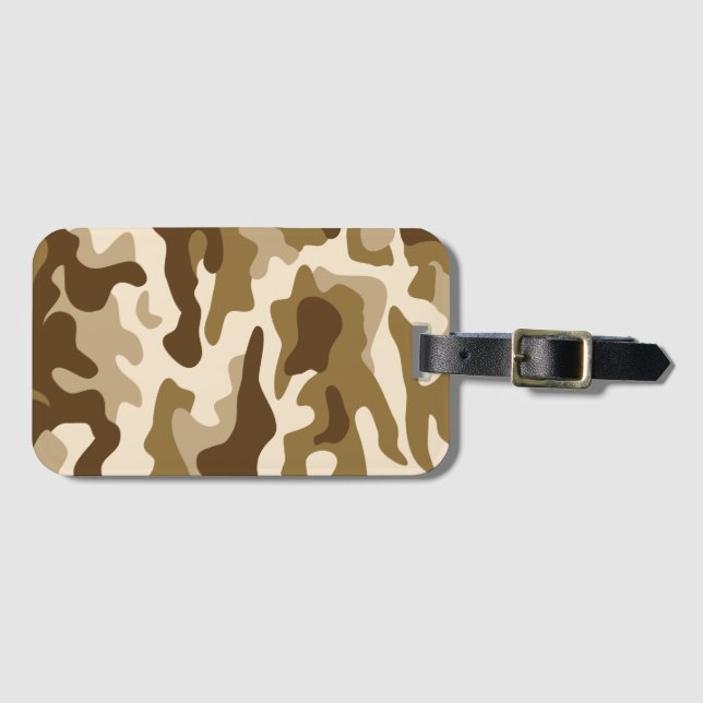 Beige camouflage pattern luggage tag (Front Horizontal)