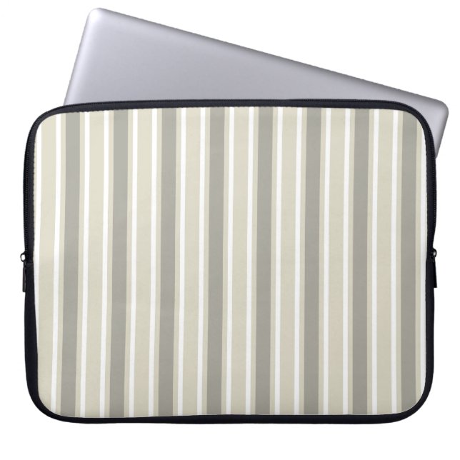 Beige candy stripes laptop sleeve (Front)