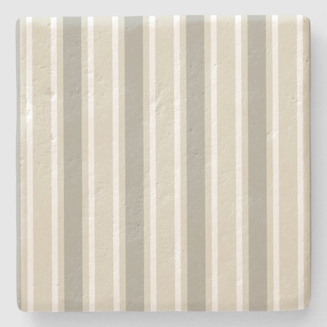 Beige candy stripes stone coaster (Front)
