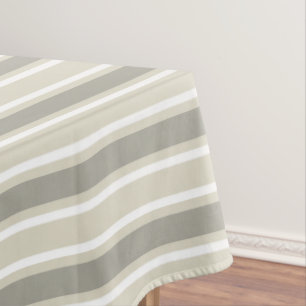 Beige candy stripes tablecloth